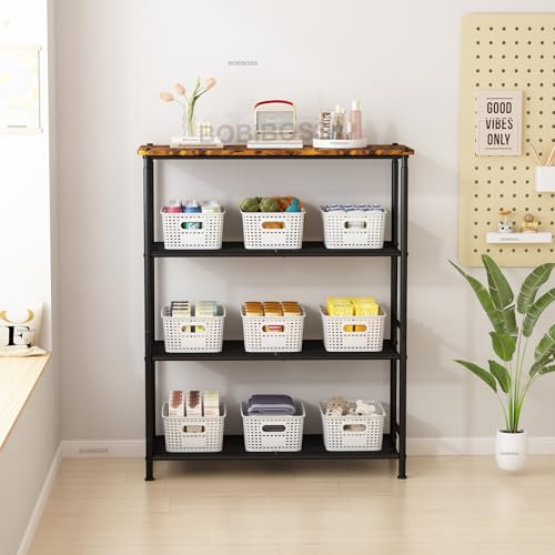 BOBIBOSS White Plastic Storage Baskets with Lids 12 Pack Stackable Storage Bins Containers for Shelves Organizing, Cute Decorative Storage Boxes for Classroom, Playroom, Closet, Pantry - Image 4