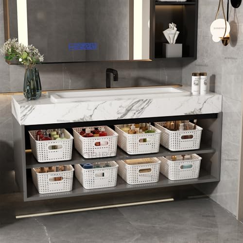 BOBIBOSS White Plastic Storage Baskets with Lids 12 Pack Stackable Storage Bins Containers for Shelves Organizing, Cute Decorative Storage Boxes for Classroom, Playroom, Closet, Pantry - Image 5