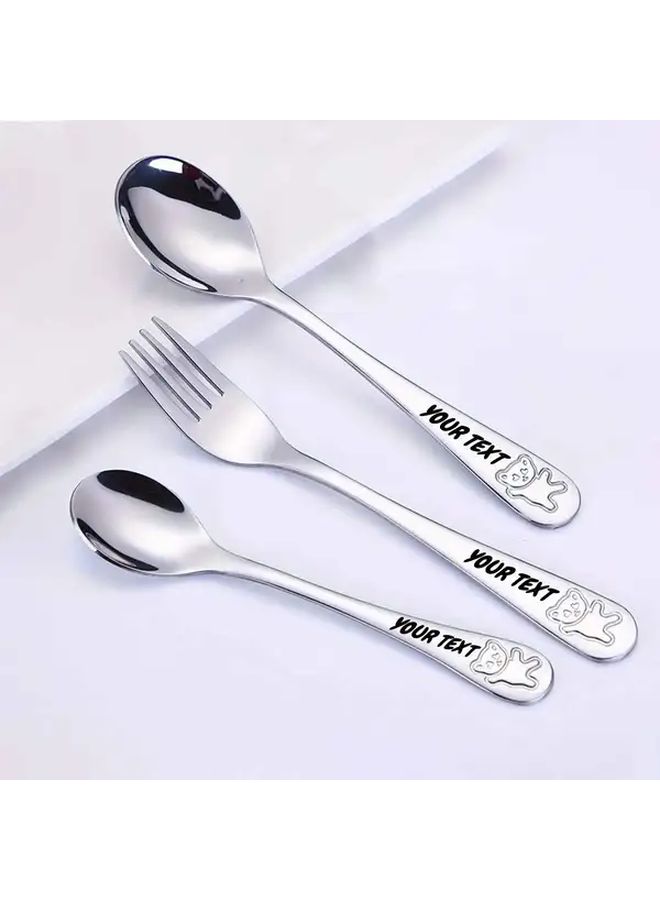 Personalized Gold Stainless Steel Cutlery Set 3pcs Bear Design - Image 1