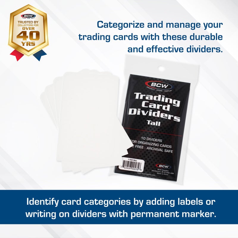 BCW Tall Trading Card Dividers - 50 ct | Archival Quality  Write-On Index Tab  3 11/16 X 2 11/16 Inches | Fits Vault  Super Vault  QuickFold  Shoe  and Super Shoebox Boxes | Card Organizer Dividers - Image 2