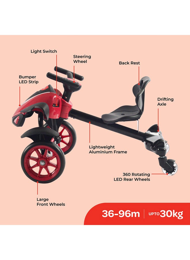 Moon - Drifter Drift Bike 4 Wheel Scooter For 3 Years And Above - Red - Image 1