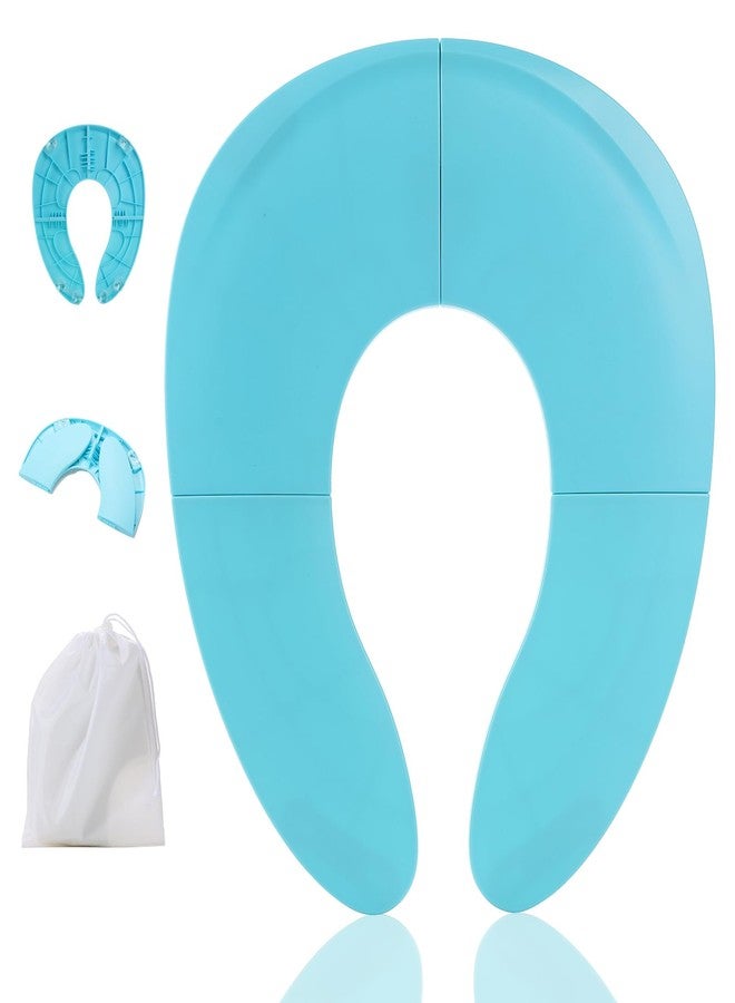 Funbliss Foldable Travel Potty Seat for Toddlers - Portable Folding Toilet Training Seat for Toddlers with Safety Suction Cups, Includes Storage Bag - Essential for On-the-Go Potty Training,Blue - Image 1
