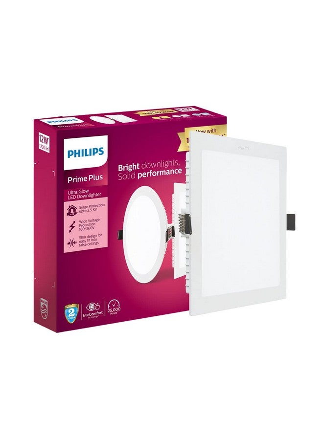 PHILIPS 12W Square AP Plus UltraGlow LED DL Recessed LED Panel Ceiling Light (Pack of 1,Cool Day White) - Image 1
