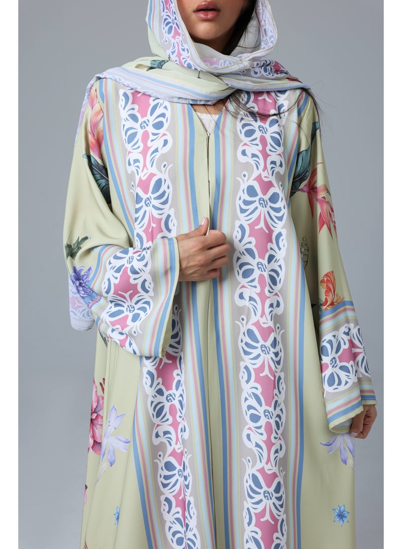 IKKXA Colorful Elegant Prints Abaya - Image 2