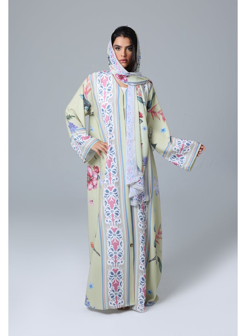 IKKXA Colorful Elegant Prints Abaya - Image 1