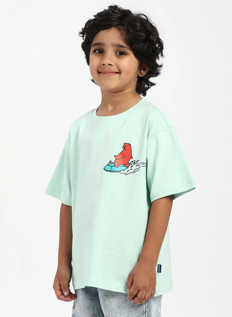 نوتيناتي تيشيرت أولاد قطن بطبعة دب راكب الأمواج