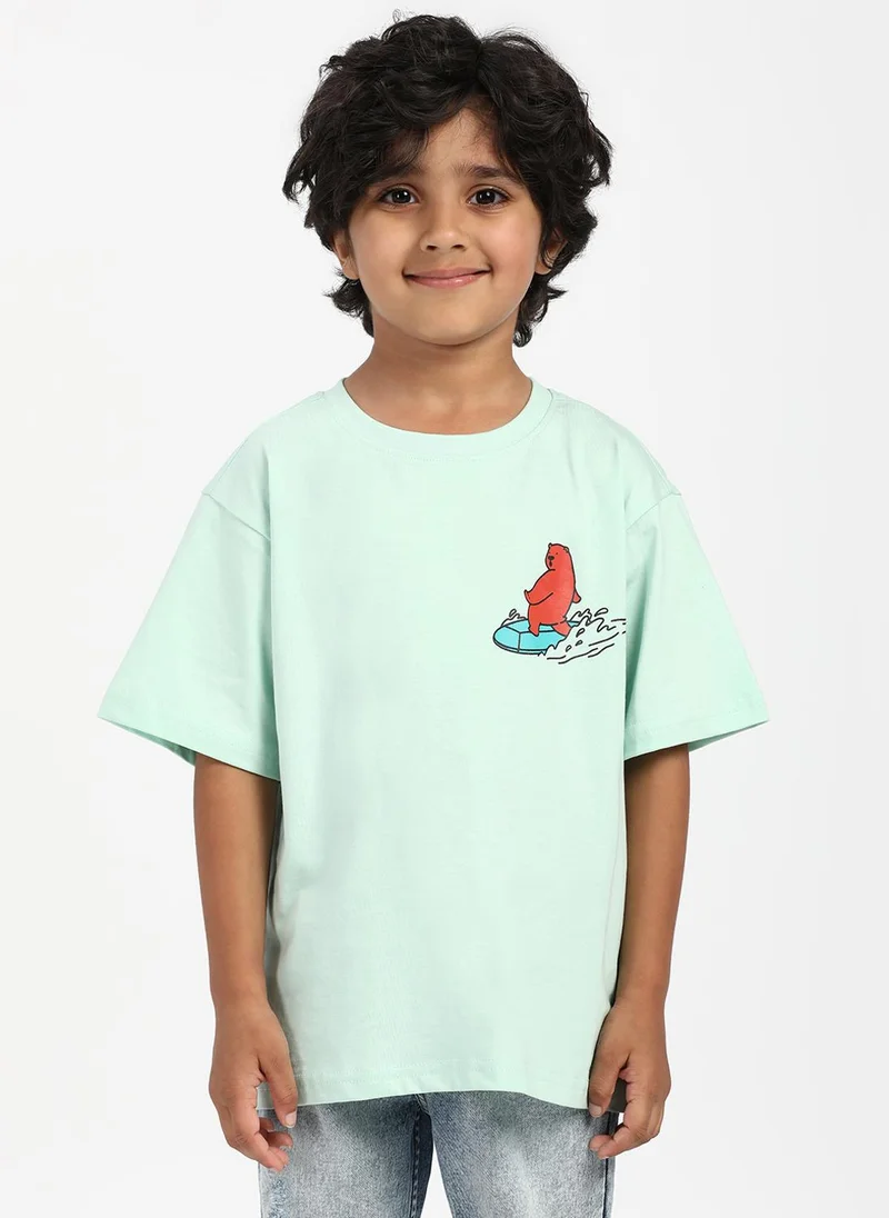 نوتيناتي تيشيرت أولاد قطن بطبعة دب راكب الأمواج