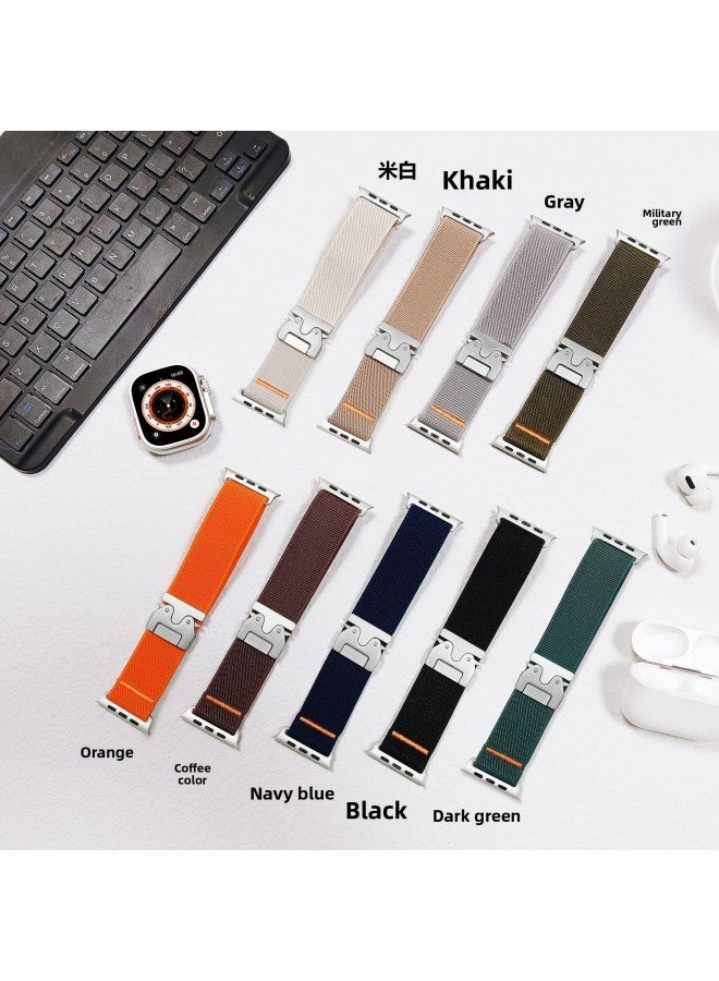 Nylon Weave Watch Band Apple Iwatch S10 S9 Compatible Parachute Buckle Loop Elastic Band Sport Style For Apple Watch-Color:dark Green-Specifications:38/40/41mm(s10 42mm)  - Image 2
