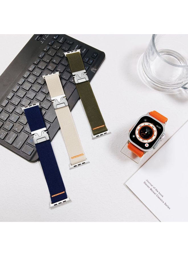 Nylon Weave Watch Band Apple Iwatch S10 S9 Compatible Parachute Buckle Loop Elastic Band Sport Style For Apple Watch-Color:dark Green-Specifications:38/40/41mm(s10 42mm)  - Image 3