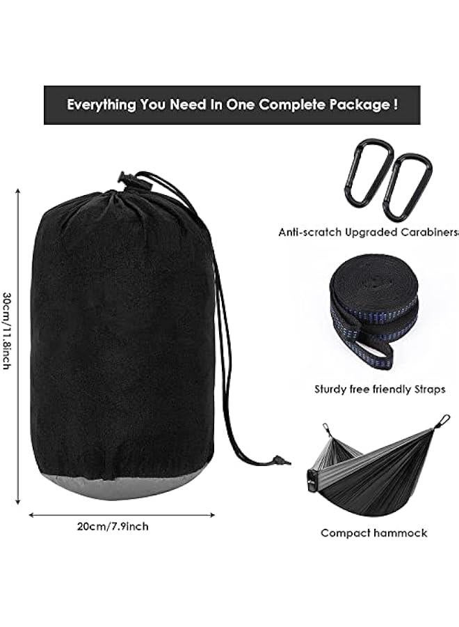 MIXDE Double Hammock for Camping, Double & Single Portable Outdoor Hammocks with 2 Tree Straps, Lightweight Nylon Parachute Hammocks for Travel Camping Backpacking Hiking Backyard  - Image 4