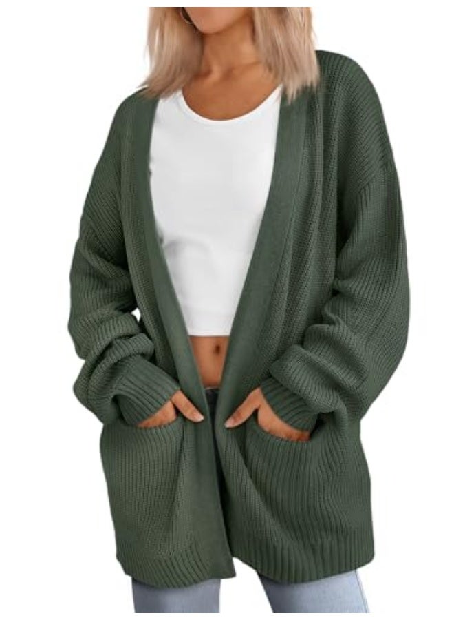 NIBEMINENT Womens Oversized Cardigans Soft Knit Cardigan Sweater with Pockets - Image 1