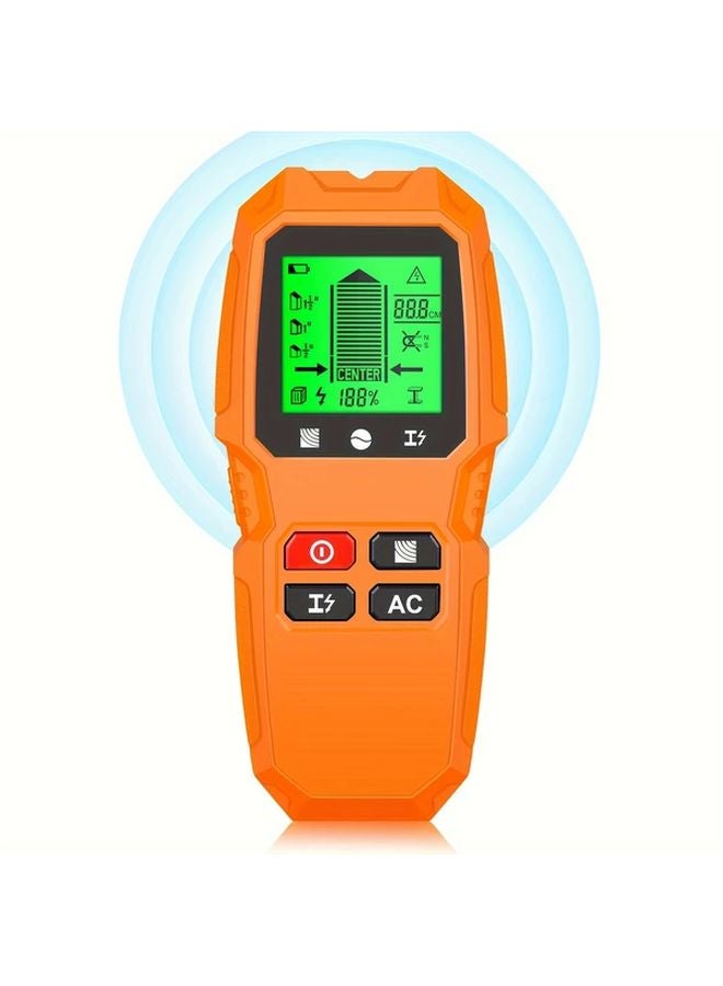 Orange 5 In 1 Wall Scanner Stud Finder Metal Wood Detector LCD Display - Image 1