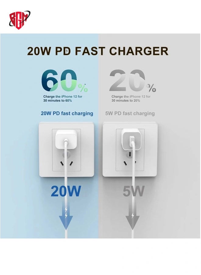 BGM - iPhone 14 PRO MAX Fast Charger,Fast iPhone Charger [Apple MFi Certified]Lightning Cable 20W Type C Charger USB C Fasting Charging Plug Adapter Compatible with iPhone13/13 Pro Max - Image 1