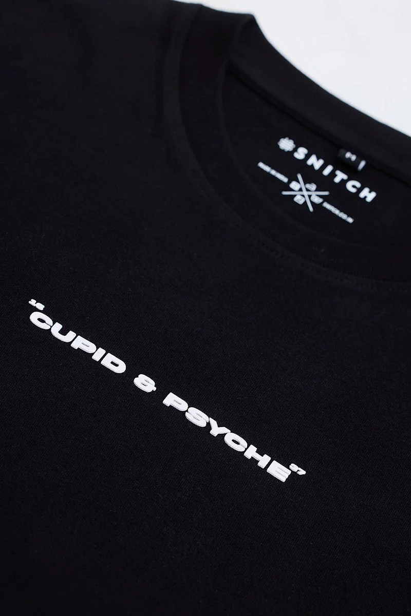 SNITCH Triumph Black Printed Slim Fit T-Shirt