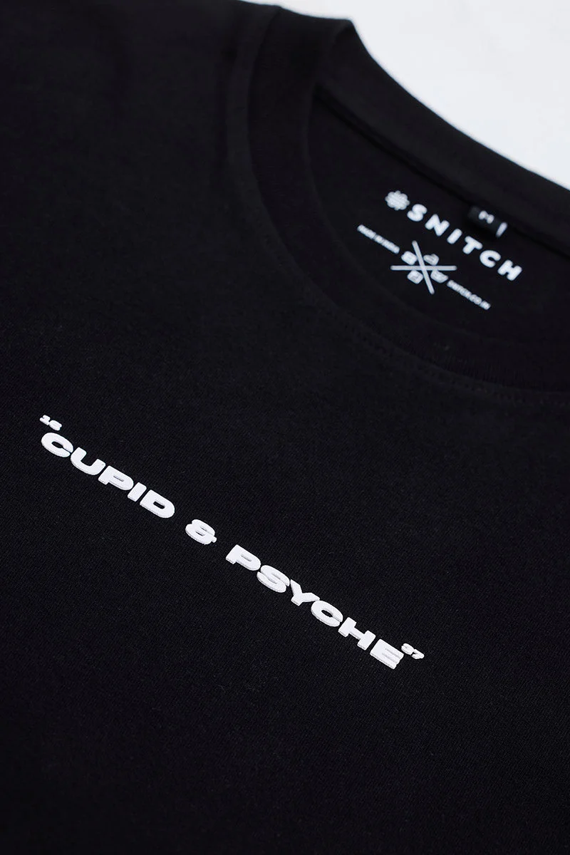 SNITCH Triumph Black Printed Slim Fit T-Shirt