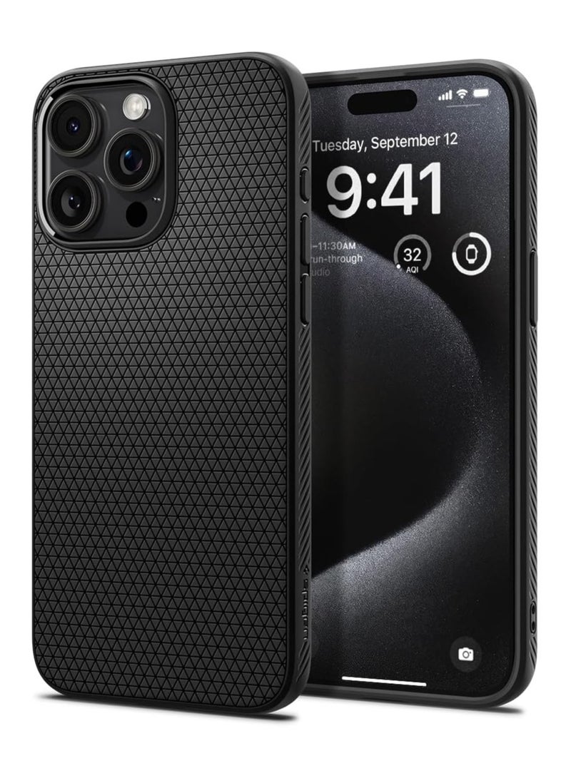 Spigen Spigen Liquid Air Designed for iPhone 15 Pro Max Case Cover (2023) - Matte Black  - Image 1