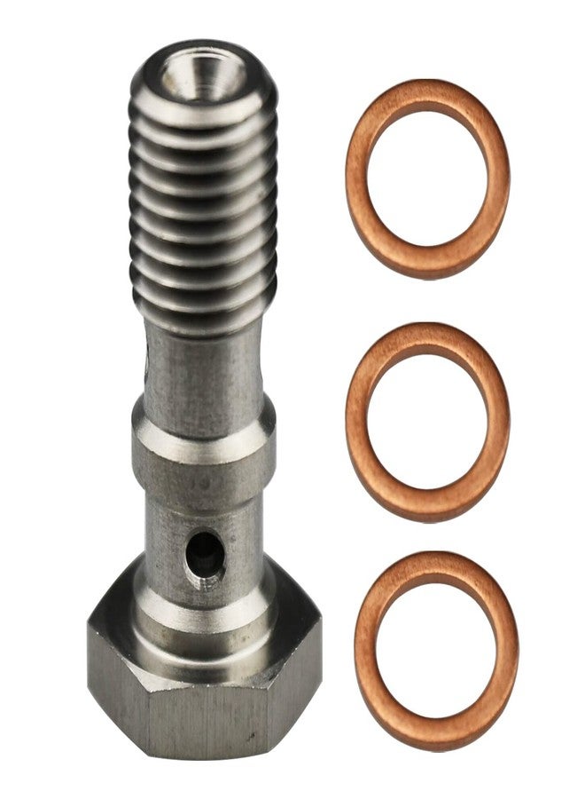 KRD Performance Universal Stainless Steel M10x1.0 Metric Thread Turbo Brake Line Banjo Bolt with M10 Copper Washers, Double Banjo Bolt 38mm Length - Image 4