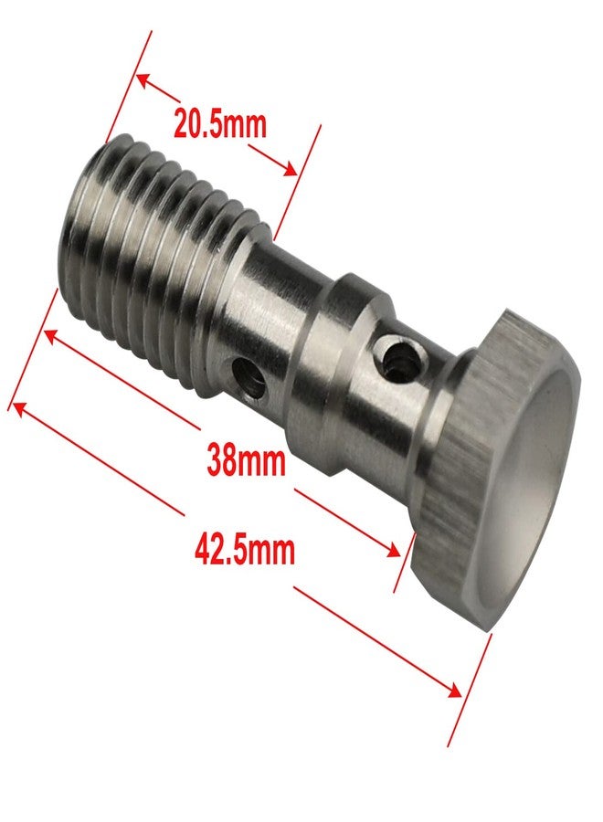 KRD Performance Universal Stainless Steel M10x1.0 Metric Thread Turbo Brake Line Banjo Bolt with M10 Copper Washers, Double Banjo Bolt 38mm Length - Image 2