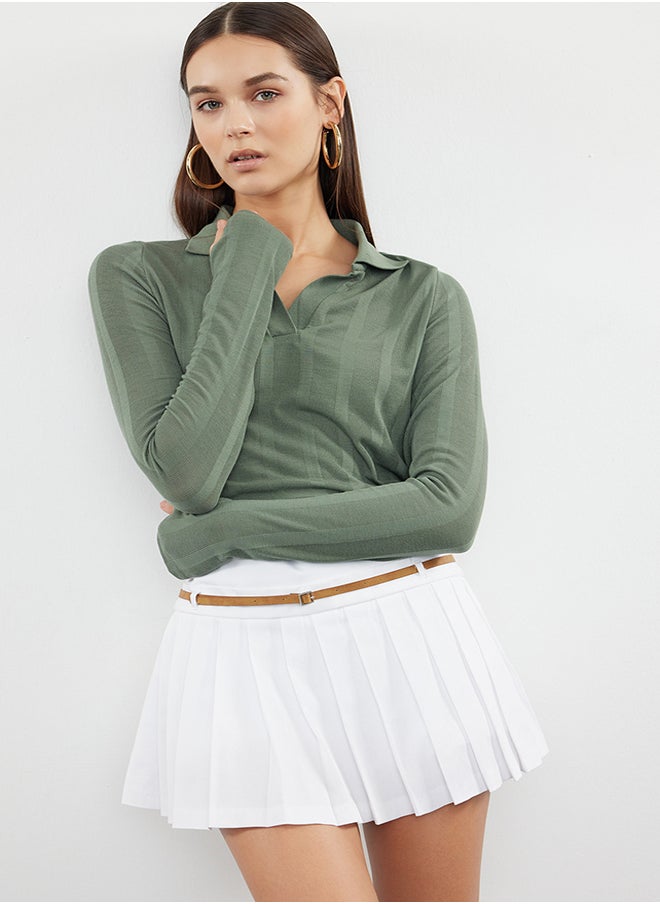 trendyol Green Basic Polo Neck Fine Knitwear Sweater TWOAW25KZ00118  - Image 1