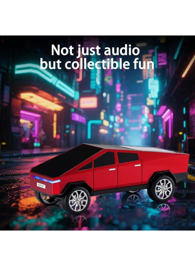 WSTER WS-580 Cyberpunk Truck Bluetooth Speaker with LED Display Screen, Dynamic RGB Lights, HD Sound, TWS Stereo, FM Radio, USB/TF Port & Built-In Mic – Red - Image 5