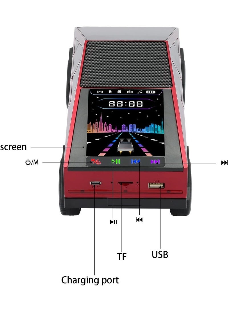 WSTER WS-580 Cyberpunk Truck Bluetooth Speaker with LED Display Screen, Dynamic RGB Lights, HD Sound, TWS Stereo, FM Radio, USB/TF Port & Built-In Mic – Red - Image 2