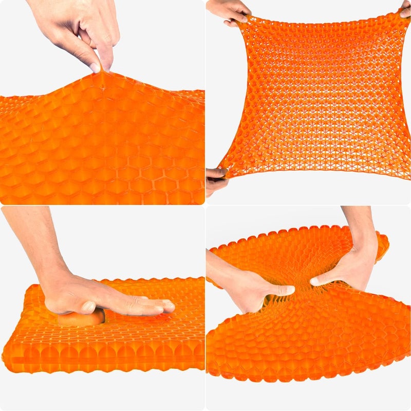 OMCOZY وسادة مقعد جل OMCOZY، وسادة مقعد تبريد سميكة كبيرة بتصميم قرص العسل القابل للتنفس تمتص نقاط الضغط، مع غطاء غير قابل للانزلاق، وسادة جل للكرسي المكتبي والمنزل والسيارات والكرسي المتحرك - Image 4