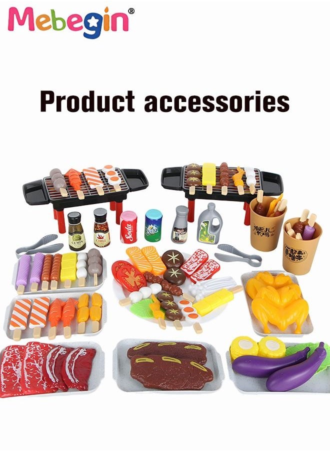MEBEGIN - 80 PCS BBQ Grill Playset, Pretend BBQ Accessories Set, Creative Kitchen Toy Set, Colorful Barbecue Play Set, Well-Made Durable Barbeque Play Toys, Early Education Toys, Realistic Food, Role-Playing Fun, Ideal Gift for Kids - Image 1