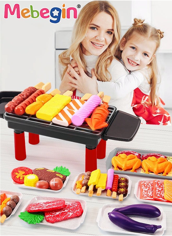 MEBEGIN - 80 PCS BBQ Grill Playset, Pretend BBQ Accessories Set, Creative Kitchen Toy Set, Colorful Barbecue Play Set, Well-Made Durable Barbeque Play Toys, Early Education Toys, Realistic Food, Role-Playing Fun, Ideal Gift for Kids - Image 1