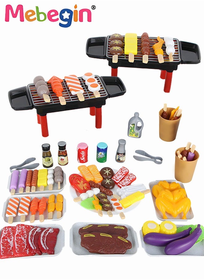 MEBEGIN - 80 PCS BBQ Grill Playset, Pretend BBQ Accessories Set, Creative Kitchen Toy Set, Colorful Barbecue Play Set, Well-Made Durable Barbeque Play Toys, Early Education Toys, Realistic Food, Role-Playing Fun, Ideal Gift for Kids - Image 1