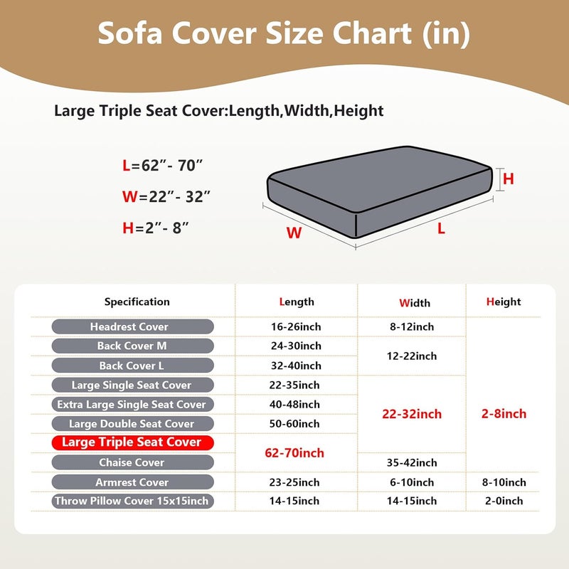 Yoovat Magic Sofa Covers Magic Sofa Couch Covers 2024 New Wear-Resistant Universal Sofa Cover Stretch for Sectional Slipcovers (Texture-Light Coffee,Large Triple Seat Cover) - Image 3