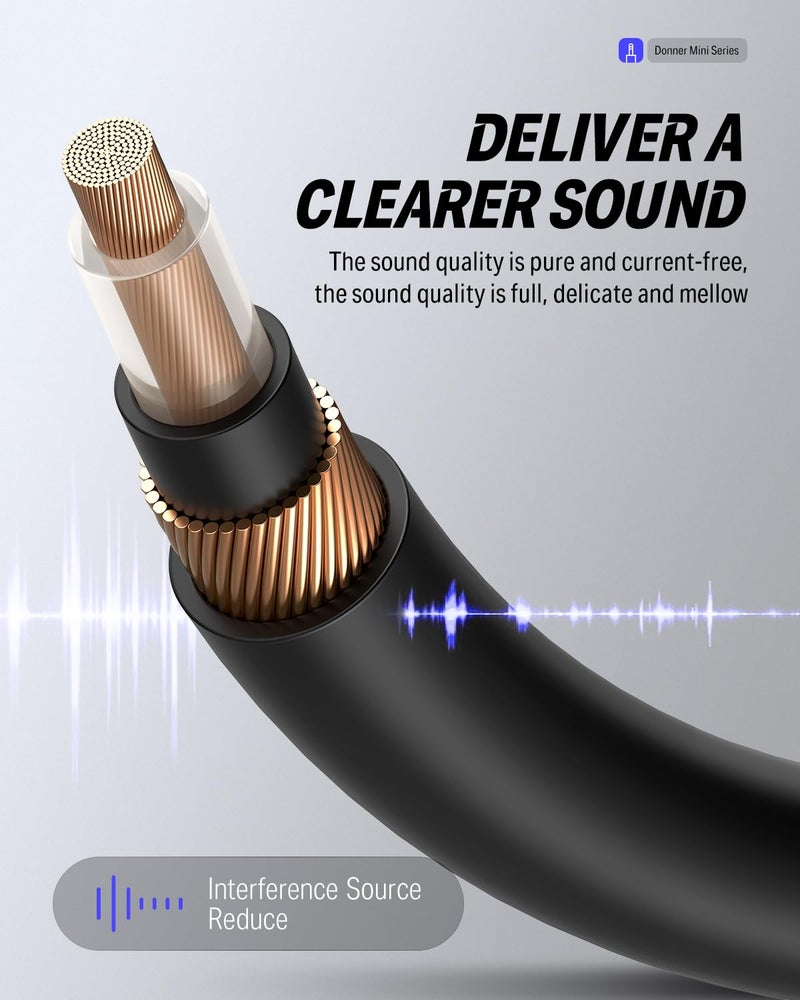 Donner Flat Patch Cables for Guitar Effect Pedal 6 Inch Save Space Clear Sound 1/4" TS Right Angle 6 Packs - Image 5