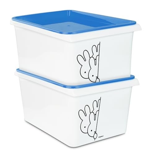 Nayasa Lego Print Stack N Store Multipurpose Plastic Storage Container with Lid | 5 litres | Set of 2 | BPA Free | Durable & Stackable Organizer Box for Clothes, Toys, Books & Household Items | Blue - Image 1
