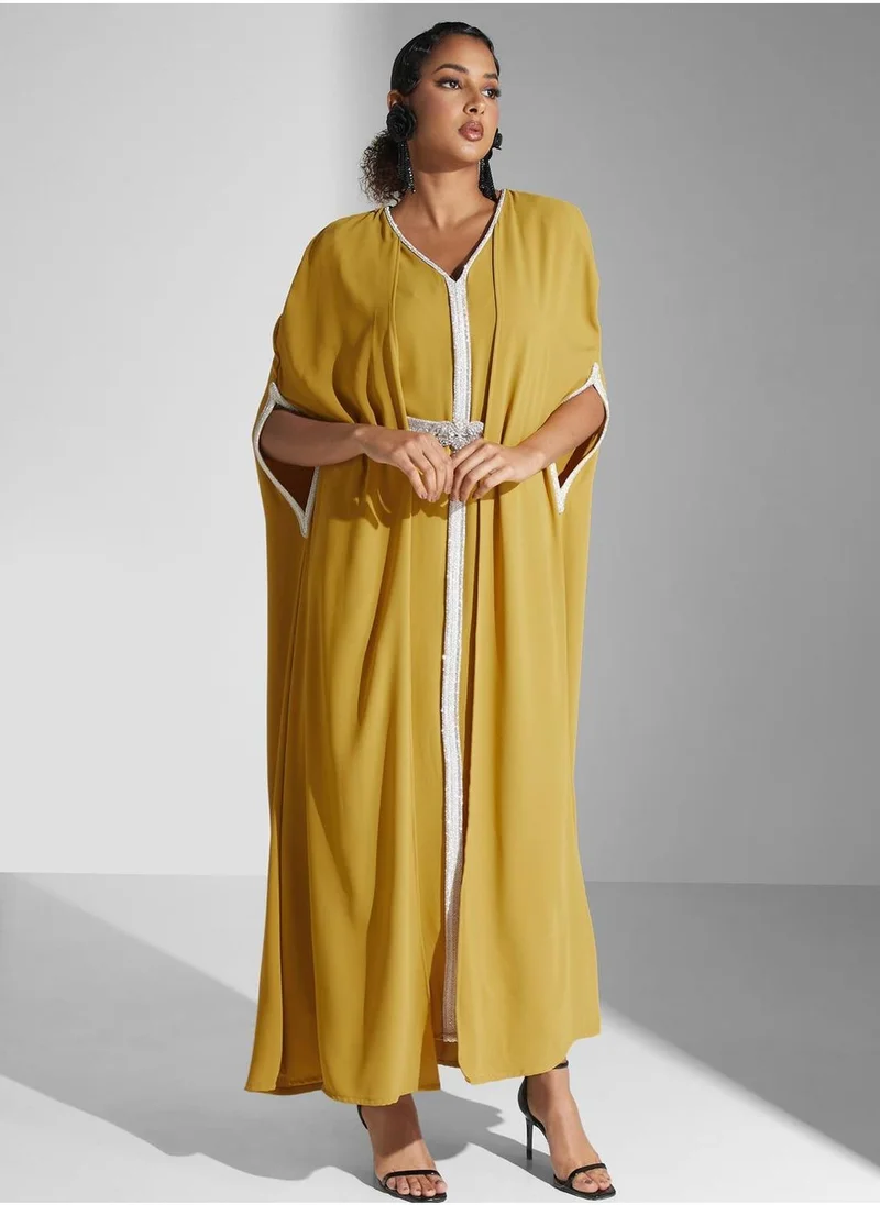 ياسر البيك V-Neck Tiered Dress