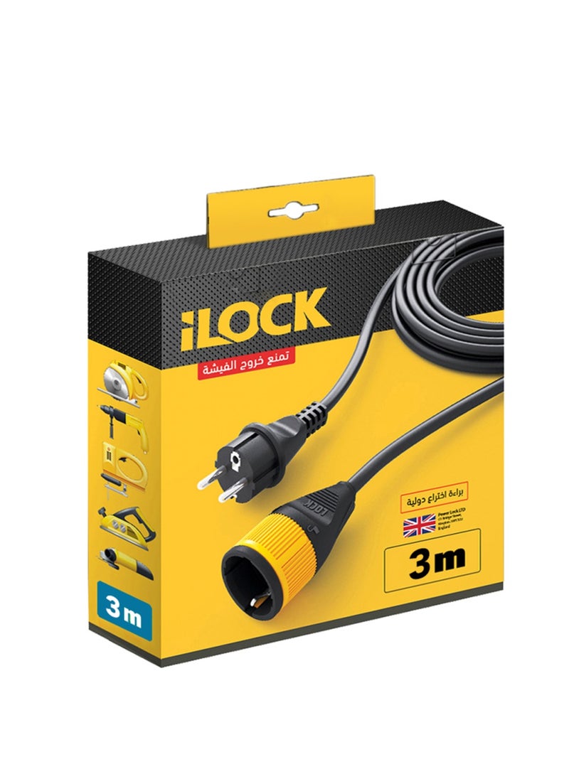 iLOCK Extension Cord Lock – 3 M Cable wire (2x1mm) 16A / 250V / 3500W  - Image 1