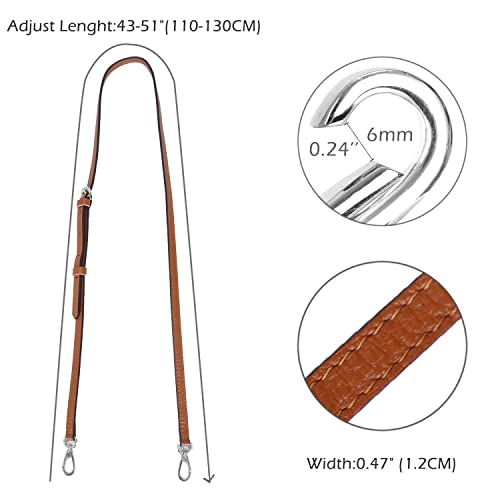 LIVE UP Full Grain Purse Strap Genuine Leather Replacement for Cross Body Bag Handbags(Brown-Silver Buckles) - Image 4