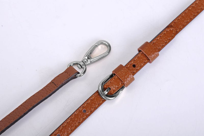 LIVE UP Full Grain Purse Strap Genuine Leather Replacement for Cross Body Bag Handbags(Brown-Silver Buckles) - Image 5