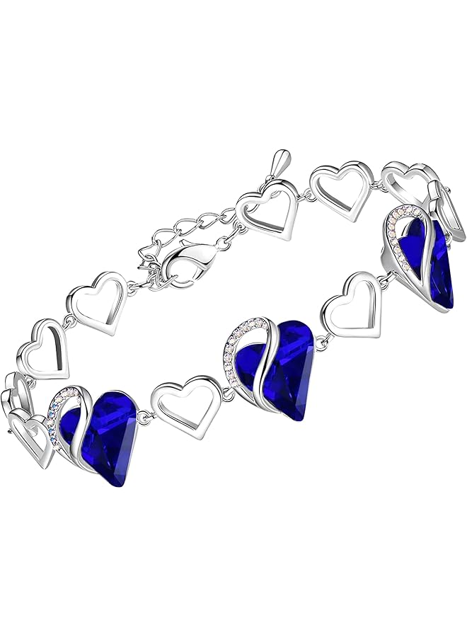 Leafael Infinity Love Heart Bracelet Birthstone Bracelets For Women With Healing Crystals Allergy Free Jewelry For Women With Gift Box Link Charm Bracelet With 7 Inch Chain And 2 Inch Extender - Image 1