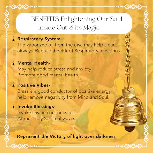 Ekhasa 100% Pure Brass Hanging Bells for Pooja Room, Mandir Decor & Home Decoration | Mandir Bells with Hanging | Decorative Temple Bell Hanging Accessories for Pooja Door (Chain & Hook Included) - Image 4