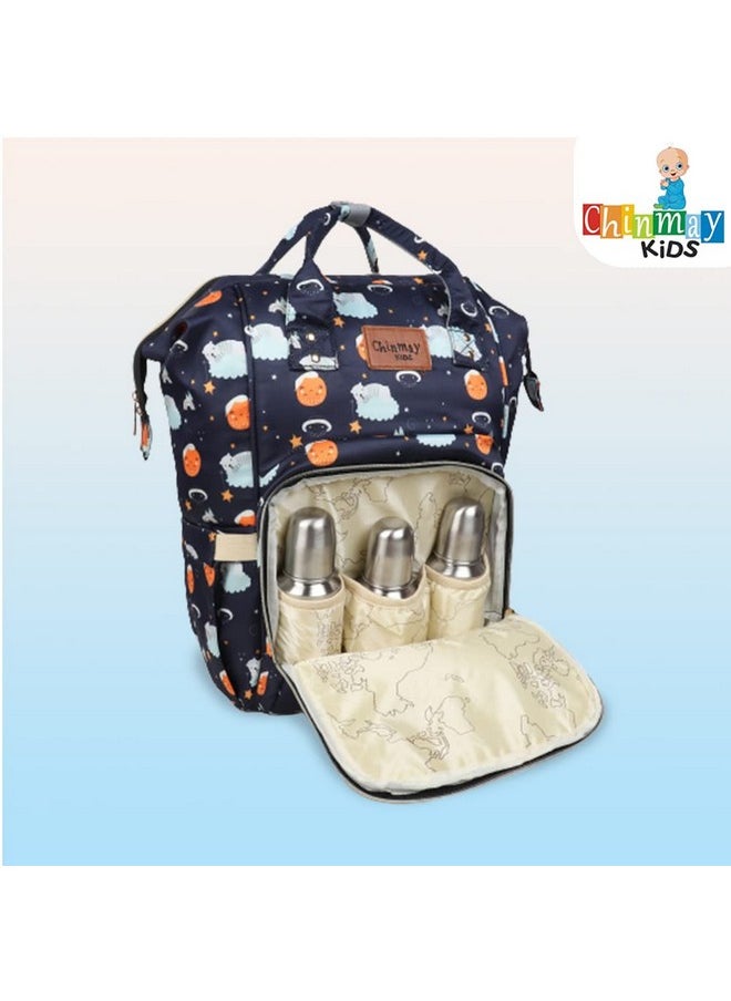 Chinmay Kids Diaper Bag Nursing Maternity Backpack Waterproof Multifunctional Travel Bag Large Size (20 X 18 X 40 Cms)(Blue) (Black Dog)  - Image 3