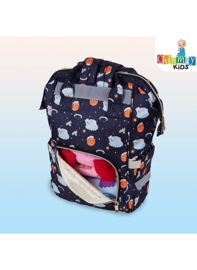 Chinmay Kids Diaper Bag Nursing Maternity Backpack Waterproof Multifunctional Travel Bag Large Size (20 X 18 X 40 Cms)(Blue) (Black Dog)  - Image 2
