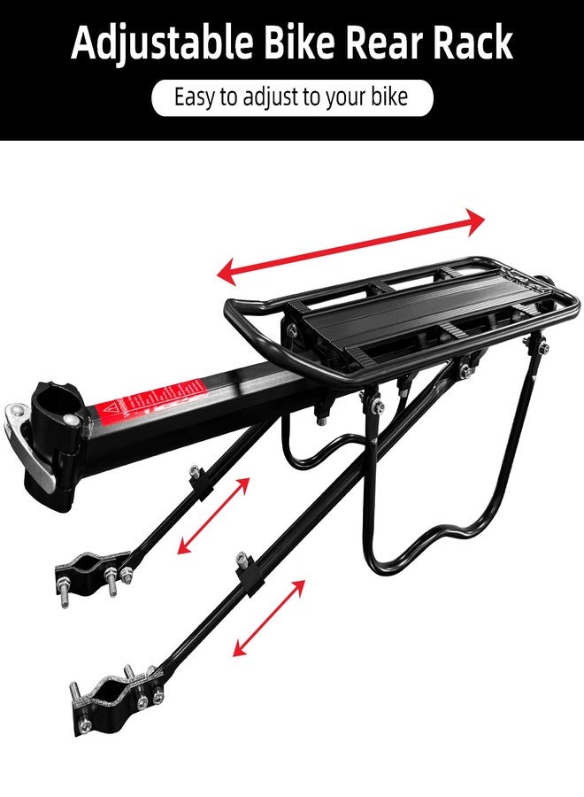 Aikolesa Rear Bike Rack, Aluminum Alloy Bike Cargo Pannier Rack for Back of Bike 110 Lb Quick Release Bike Reflective Adjustable Luggage Touring Carrier Cargo Rack Mountain Road Bicycle Rack Black - Image 2