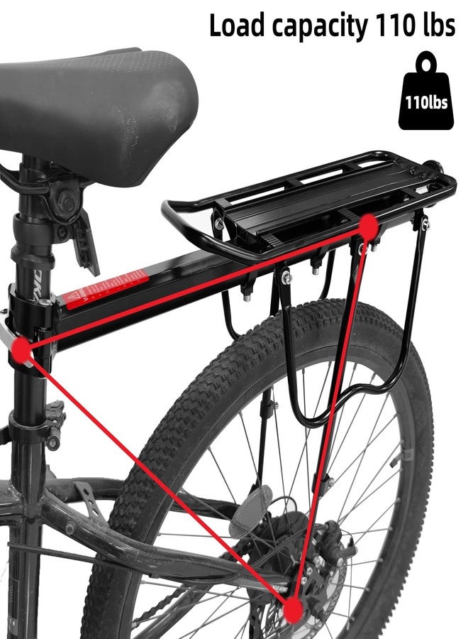 Aikolesa Rear Bike Rack, Aluminum Alloy Bike Cargo Pannier Rack for Back of Bike 110 Lb Quick Release Bike Reflective Adjustable Luggage Touring Carrier Cargo Rack Mountain Road Bicycle Rack Black - Image 3