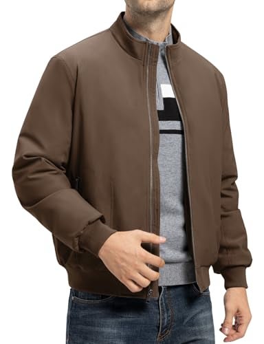 TBMPOY Men's Winter Lightweight Jackets Quilted Bomber Jackets Water Resistant Fall Casual Dress Windbreakers Warm Work Coats Dark Coffee L - Image 2