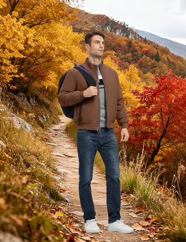 TBMPOY Men's Winter Lightweight Jackets Quilted Bomber Jackets Water Resistant Fall Casual Dress Windbreakers Warm Work Coats Dark Coffee L - Image 3
