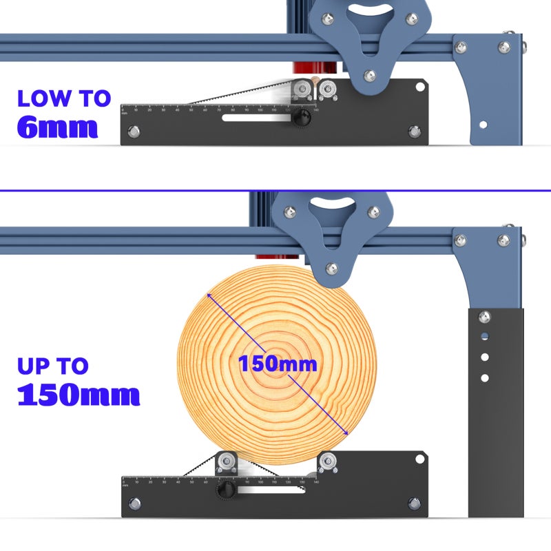 SCULPFUN CNC Rotary Roller Y-Axis Engraver for Cylindrical Objects Cans - Pre-Assembled Plug & Play with High Friction 70A Rubber Roller, Sliding Space Adjustment, 6-150mm Engraving Diameter, Compatible with L - Image 5