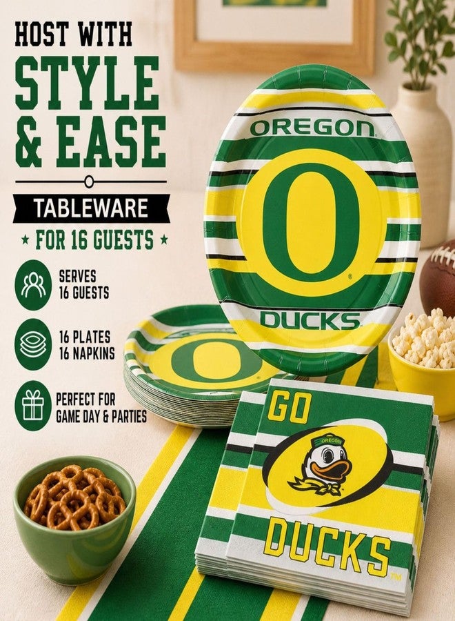 Havercamp University of Oregon Graduation Party Plates and Napkins - Set of 16 Plates and Napkins Oregon Ducks Party Supplies for Game Day, Graduation & Fan Celebration Premium Graduation Decorations - Image 2