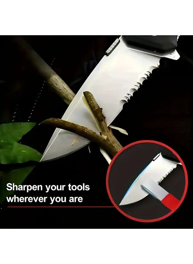 Red Two Piece Manual Sharpener Stone Heavy Duty Knife And Tool Sharpener For Kitchen Outdoor - Image 2