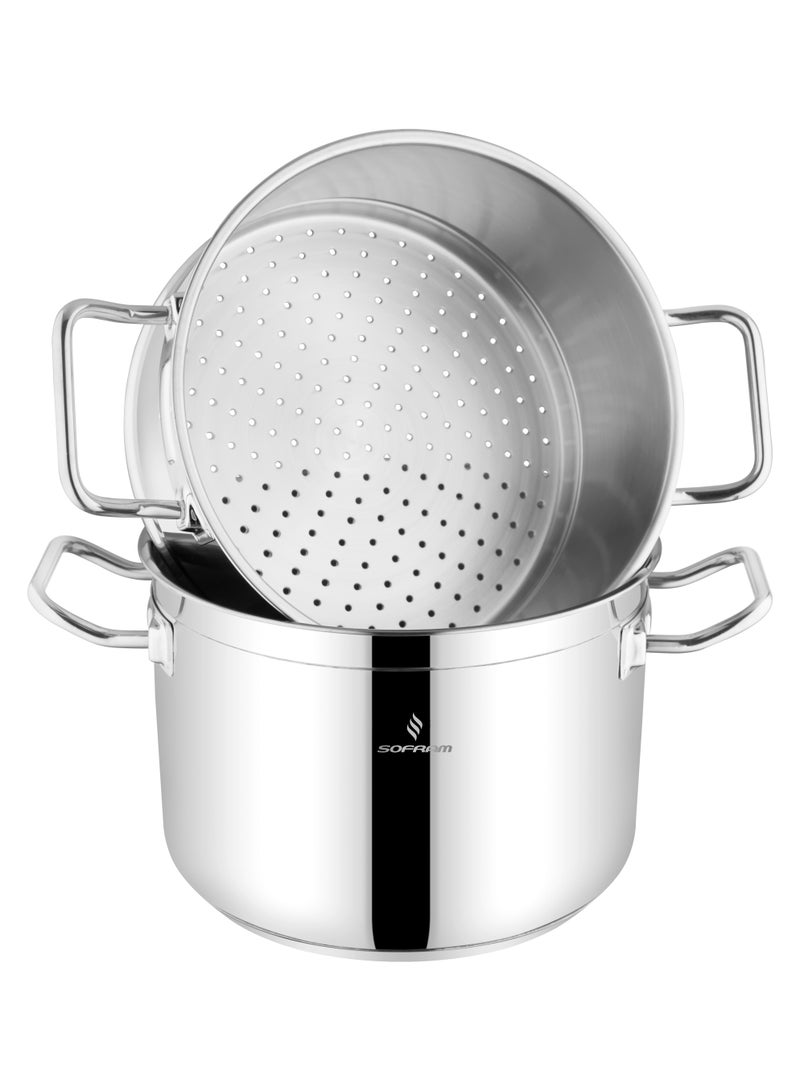 سوفرام قدر طبخ بخار سوفرام استيل تركي غطاء زجاج مقاس 24 سم - Image 3