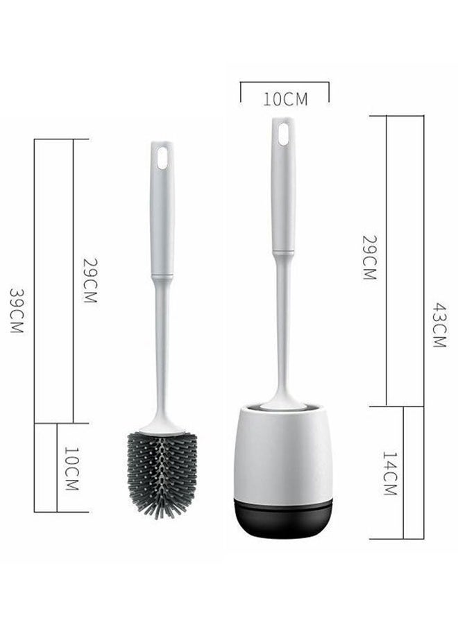 وهاواي Toilet Brush and Holder Set for Bathroom, Silicone Toilet Bowl Brush Set, Solid Handle, Ventilation Slots Base Wall Mounted/Floor Standing White&Black  - Image 2
