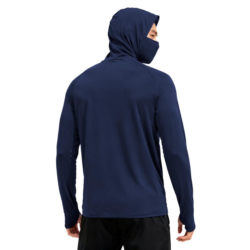 HovSiyla 5 Pack Mens Fishing Hoodie UV Sun Protection Shirts UPF Rash Guard Long Sleeve Shirts Hiking Performance Mesh Face Mask Top Black Grey White Navy Red Large - Image 2